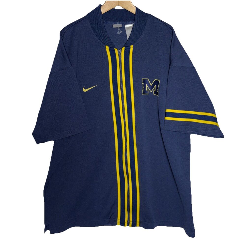 VINTAGE TEAM NIKE SPORTS UNIVERSITY OF MICHIGAN LOGO BASEBALL JERSEY MEN XXL